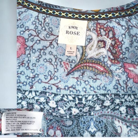 Knox Rose l Open Kimono l Paisley Print l 100% Rayon l L l EUC - Picture 4 of 10